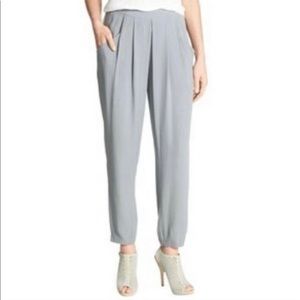 EILEEN FISHER Pants Sz S Silk Gray Crepe Georgette Slouchy Ankle Trousers